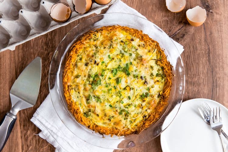 Summer Squash, Corn, and Onion Quiche with Sweet Potato Crust